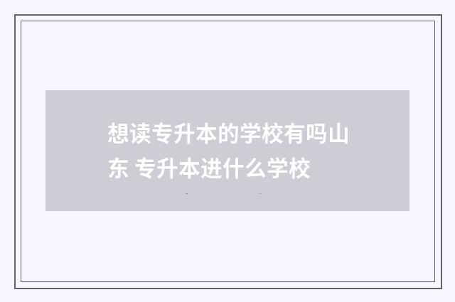 想读专升本的学校有吗山东 专升本进什么学校