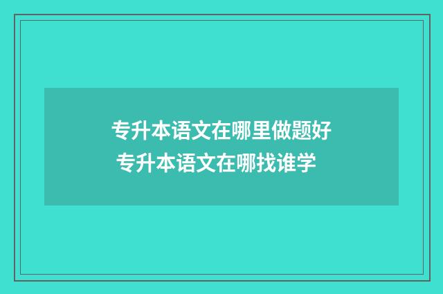 专升本语文在哪里做题好 专升本语文在哪找谁学