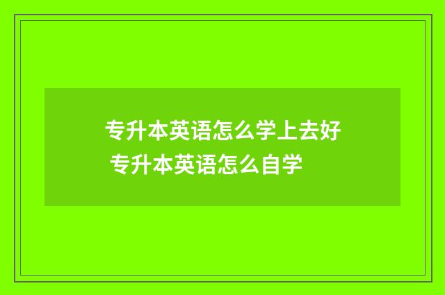 专升本英语怎么学上去好 专升本英语怎么自学