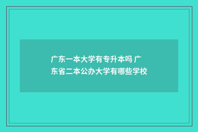 广东一本大学有专升本吗 广东省二本公办大学有哪些学校
