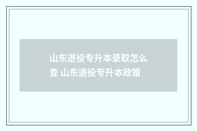 山东退役专升本录取怎么查 山东退役专升本政策