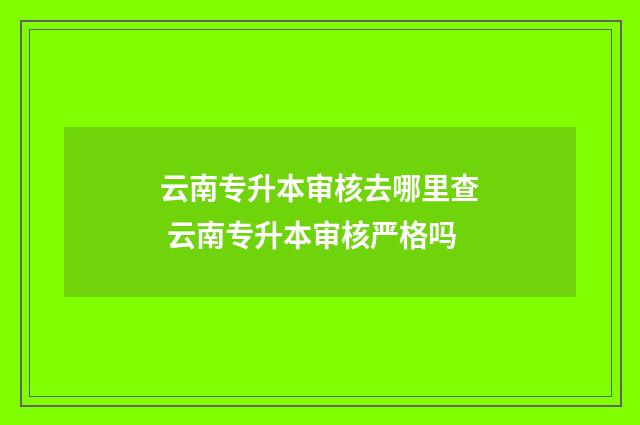 云南专升本审核去哪里查 云南专升本审核严格吗