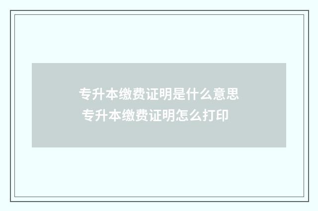 专升本缴费证明是什么意思 专升本缴费证明怎么打印