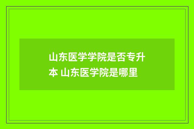 山东医学学院是否专升本 山东医学院是哪里