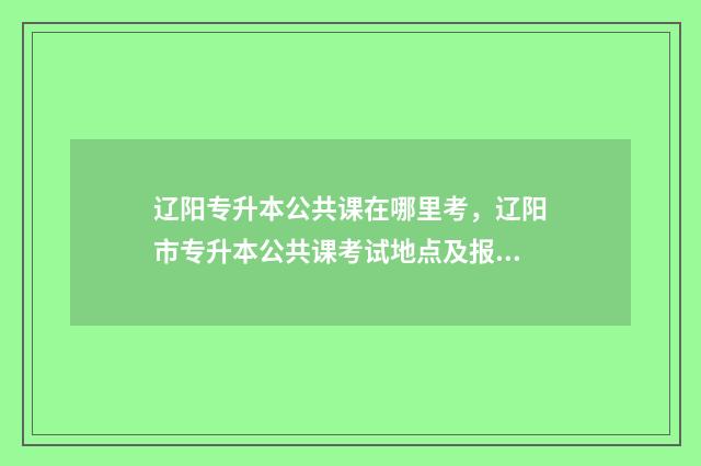 辽阳专升本公共课在哪里考，辽阳市专升本公共课考试地点及报名方式 辽宁专升本公共课