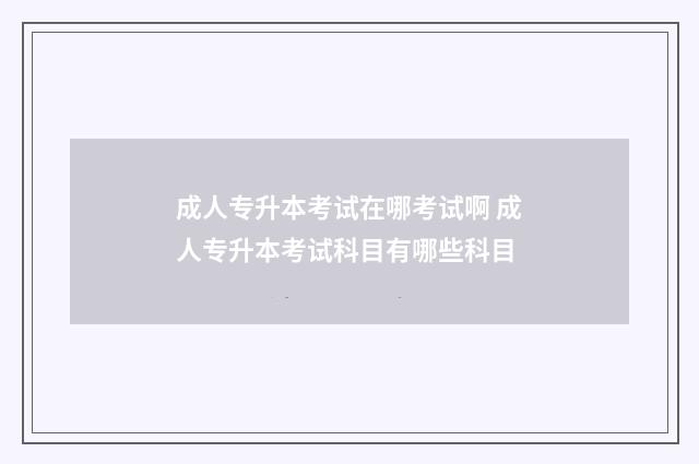 成人专升本考试在哪考试啊 成人专升本考试科目有哪些科目