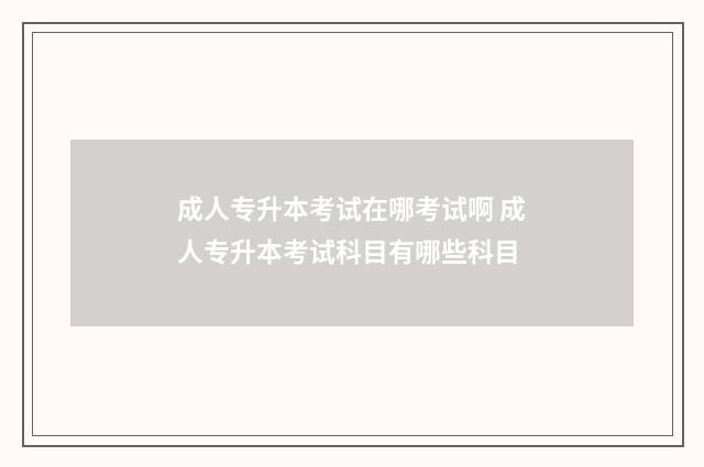 成人专升本考试在哪考试啊 成人专升本考试科目有哪些科目