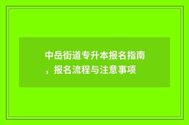 中岳街道专升本报名指南，报名流程与注意事项
