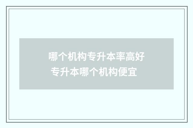 哪个机构专升本率高好 专升本哪个机构便宜