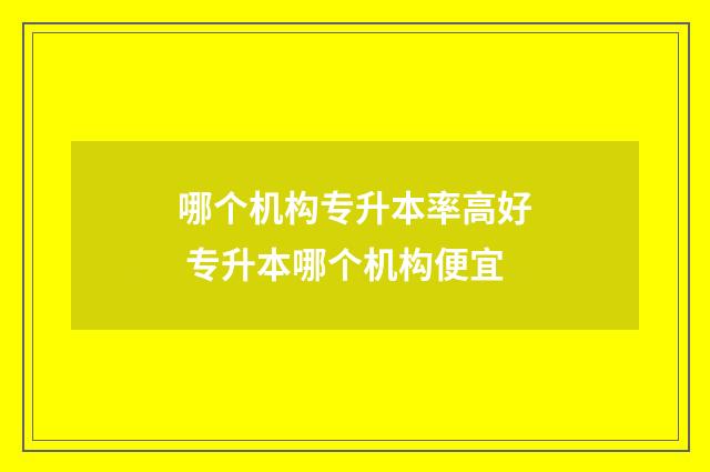 哪个机构专升本率高好 专升本哪个机构便宜