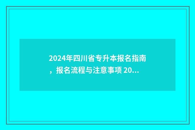 2024年四川省专升本报名指南，报名流程与注意事项 2024年四川省专升本
