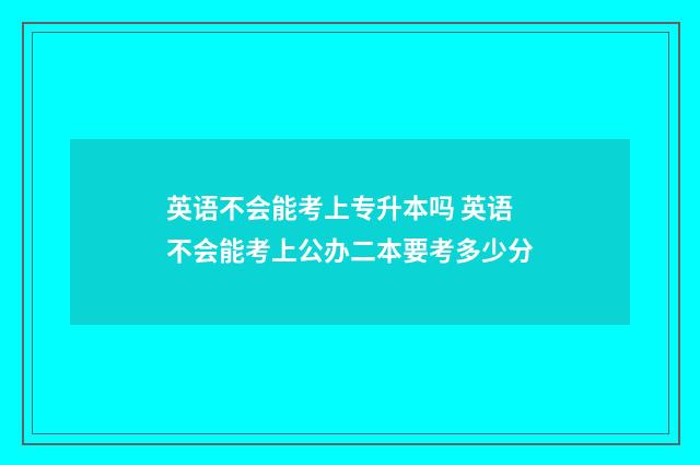 英语不会能考上专升本吗 英语不会能考上公办二本要考多少分