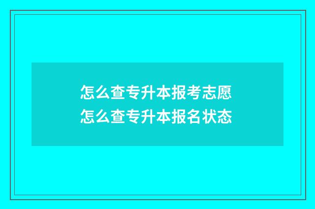 怎么查专升本报考志愿 怎么查专升本报名状态