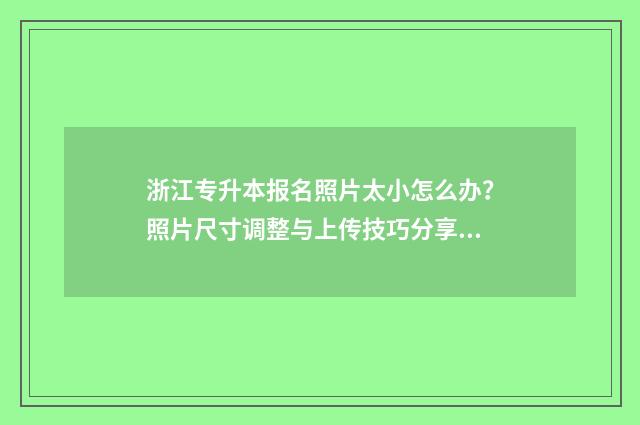 浙江专升本报名照片太小怎么办？照片尺寸调整与上传技巧分享 浙江专升本报名入口官网2024报名时间
