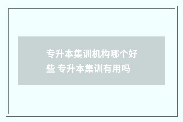 专升本集训机构哪个好些 专升本集训有用吗