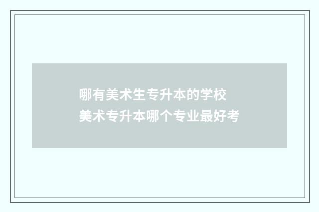 哪有美术生专升本的学校 美术专升本哪个专业最好考