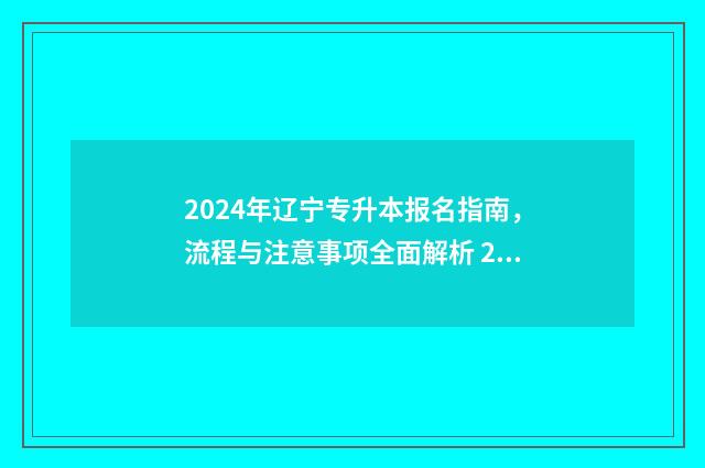 2024年辽宁专升本报名指南，流程与注意事项全面解析 2024年辽宁专升本时间