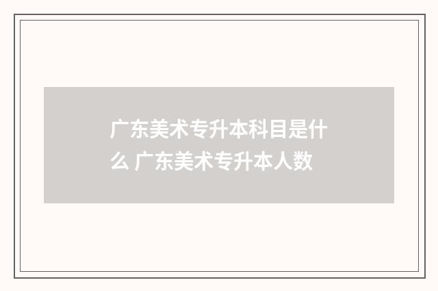 广东美术专升本科目是什么 广东美术专升本人数