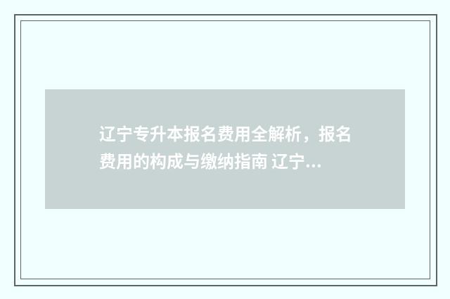 辽宁专升本报名费用全解析，报名费用的构成与缴纳指南 辽宁专升本报名入口官网2024报名时间表