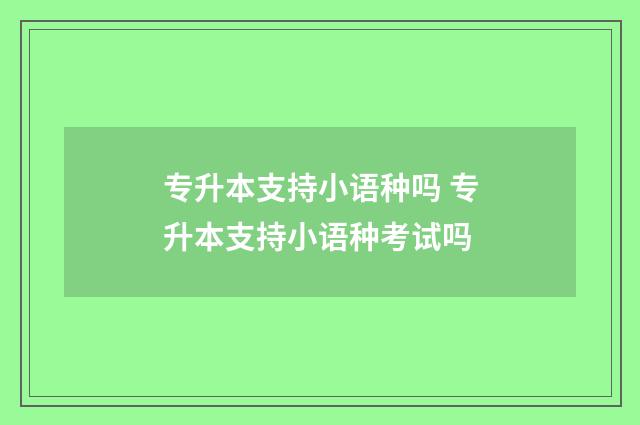 专升本支持小语种吗 专升本支持小语种考试吗