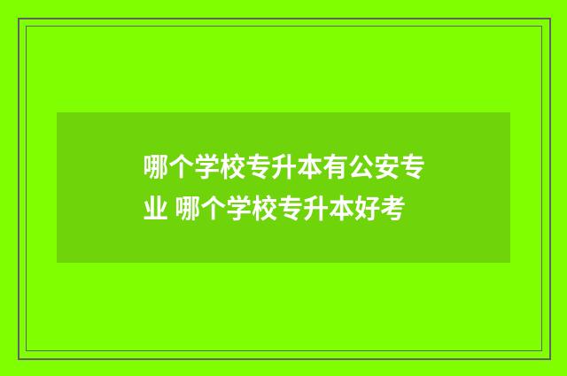 哪个学校专升本有公安专业 哪个学校专升本好考