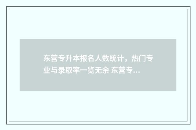 东营专升本报名人数统计，热门专业与录取率一览无余 东营专升本报名网站
