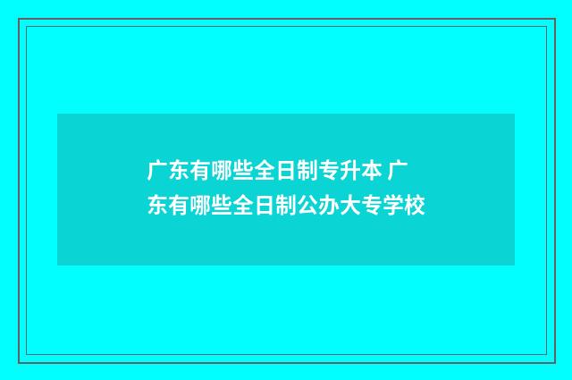 广东有哪些全日制专升本 广东有哪些全日制公办大专学校