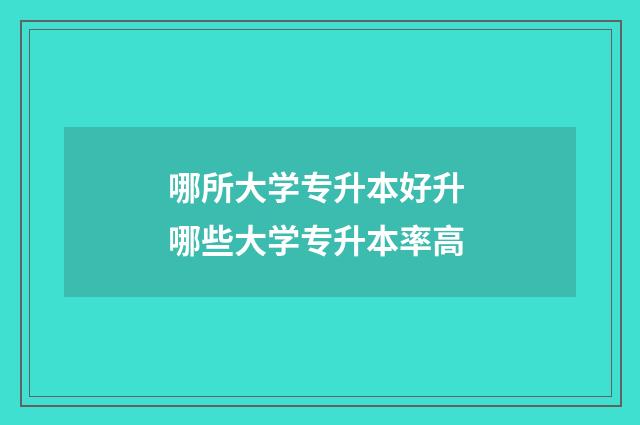 哪所大学专升本好升 哪些大学专升本率高