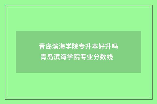 青岛滨海学院专升本好升吗 青岛滨海学院专业分数线