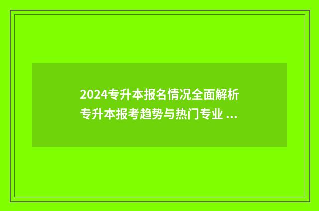 2024专升本报名情况全面解析专升本报考趋势与热门专业 2024专升本报名入口官网