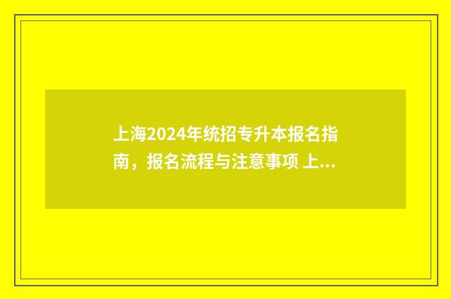 上海2024年统招专升本报名指南，报名流程与注意事项 上海 统考