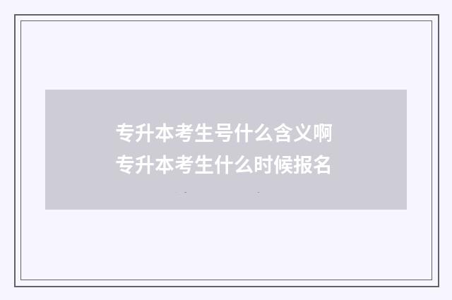 专升本考生号什么含义啊 专升本考生什么时候报名