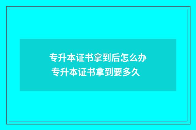 专升本证书拿到后怎么办 专升本证书拿到要多久