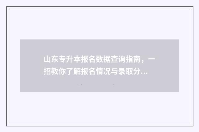 山东专升本报名数据查询指南，一招教你了解报名情况与录取分数线 山东专升本报名时间及流程