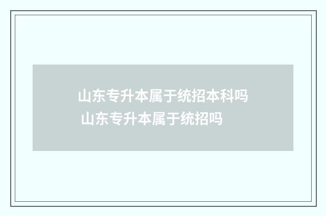 山东专升本属于统招本科吗 山东专升本属于统招吗