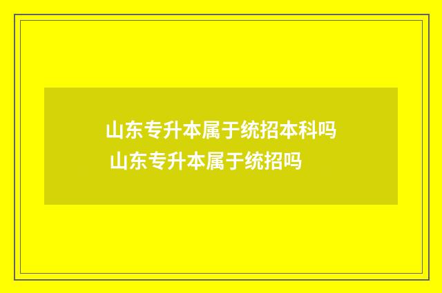 山东专升本属于统招本科吗 山东专升本属于统招吗