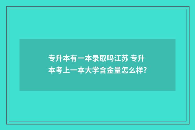 专升本有一本录取吗江苏 专升本考上一本大学含金量怎么样?