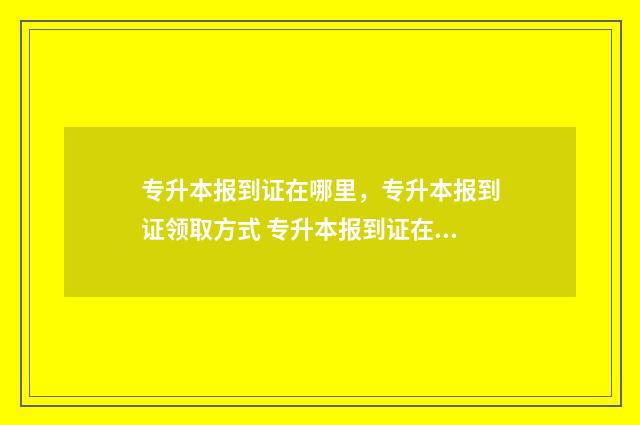 专升本报到证在哪里，专升本报到证领取方式 专升本报到证在哪里拿
