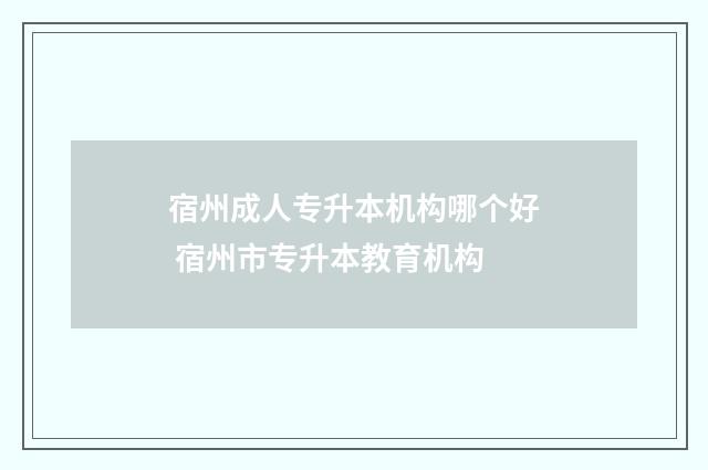宿州成人专升本机构哪个好 宿州市专升本教育机构