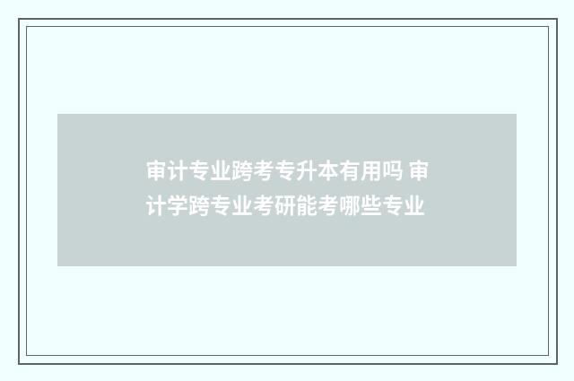 审计专业跨考专升本有用吗 审计学跨专业考研能考哪些专业