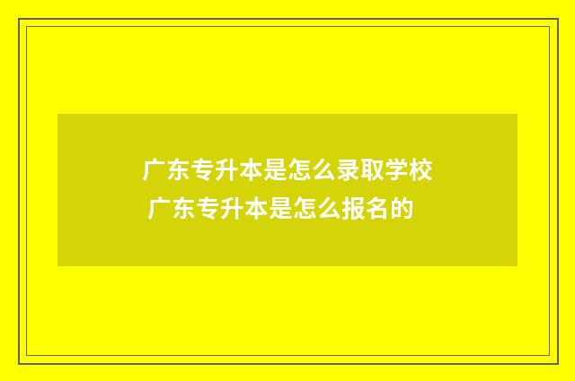 广东专升本是怎么录取学校 广东专升本是怎么报名的