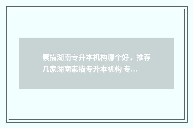 素描湖南专升本机构哪个好，推荐几家湖南素描专升本机构 专升本素描满分多少
