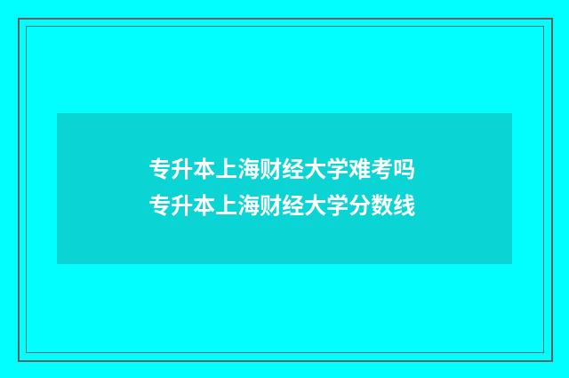 专升本上海财经大学难考吗 专升本上海财经大学分数线
