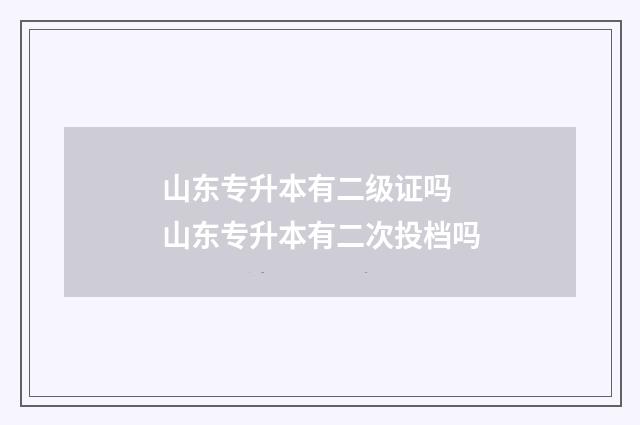 山东专升本有二级证吗 山东专升本有二次投档吗