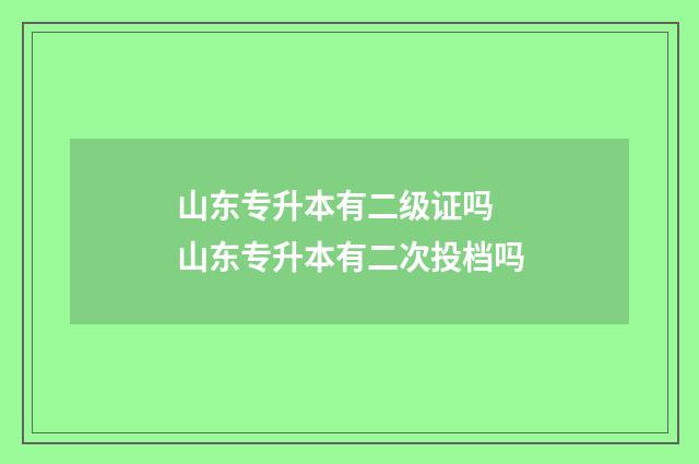 山东专升本有二级证吗 山东专升本有二次投档吗
