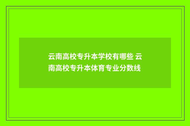 云南高校专升本学校有哪些 云南高校专升本体育专业分数线