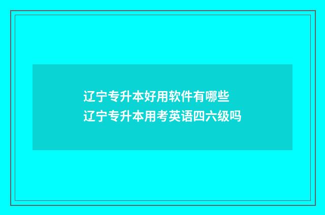 辽宁专升本好用软件有哪些 辽宁专升本用考英语四六级吗