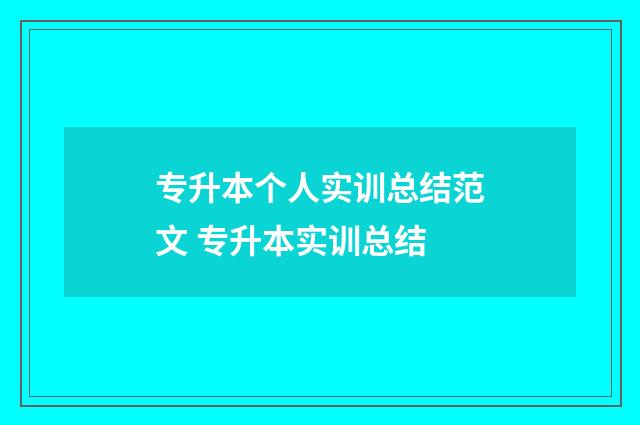 专升本个人实训总结范文 专升本实训总结