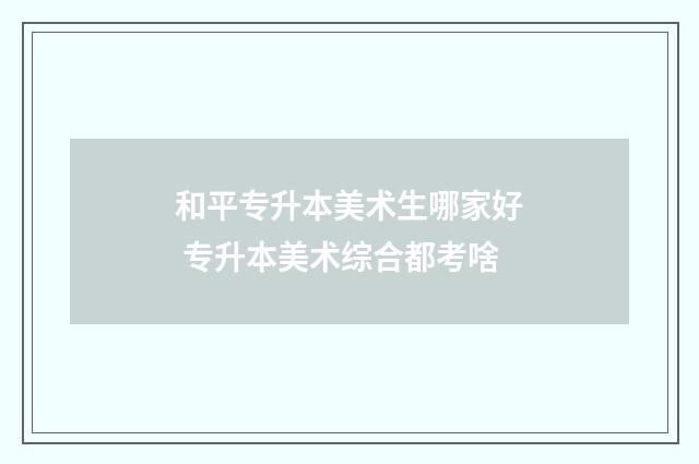 和平专升本美术生哪家好 专升本美术综合都考啥