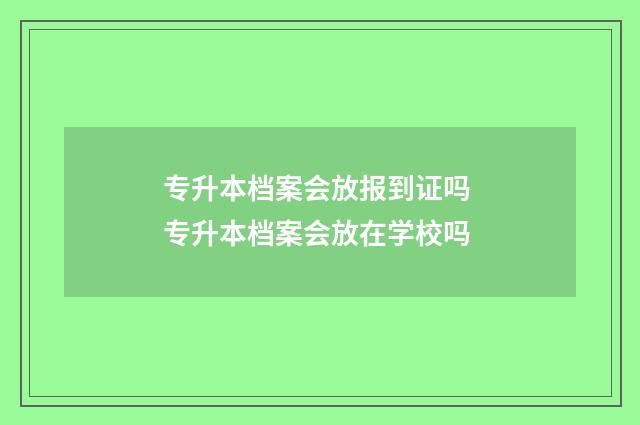 专升本档案会放报到证吗 专升本档案会放在学校吗
